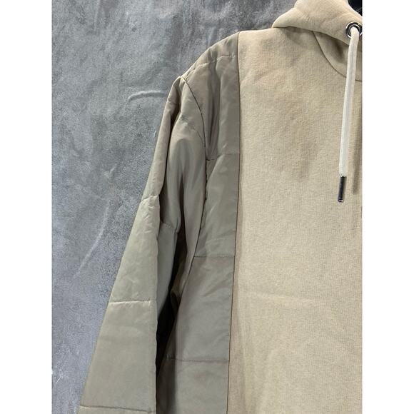 MAN BOOHOOMAN Men's Tan Colorblock Sleeve Pullover Hoodie SZ L - Picture 3 of 12